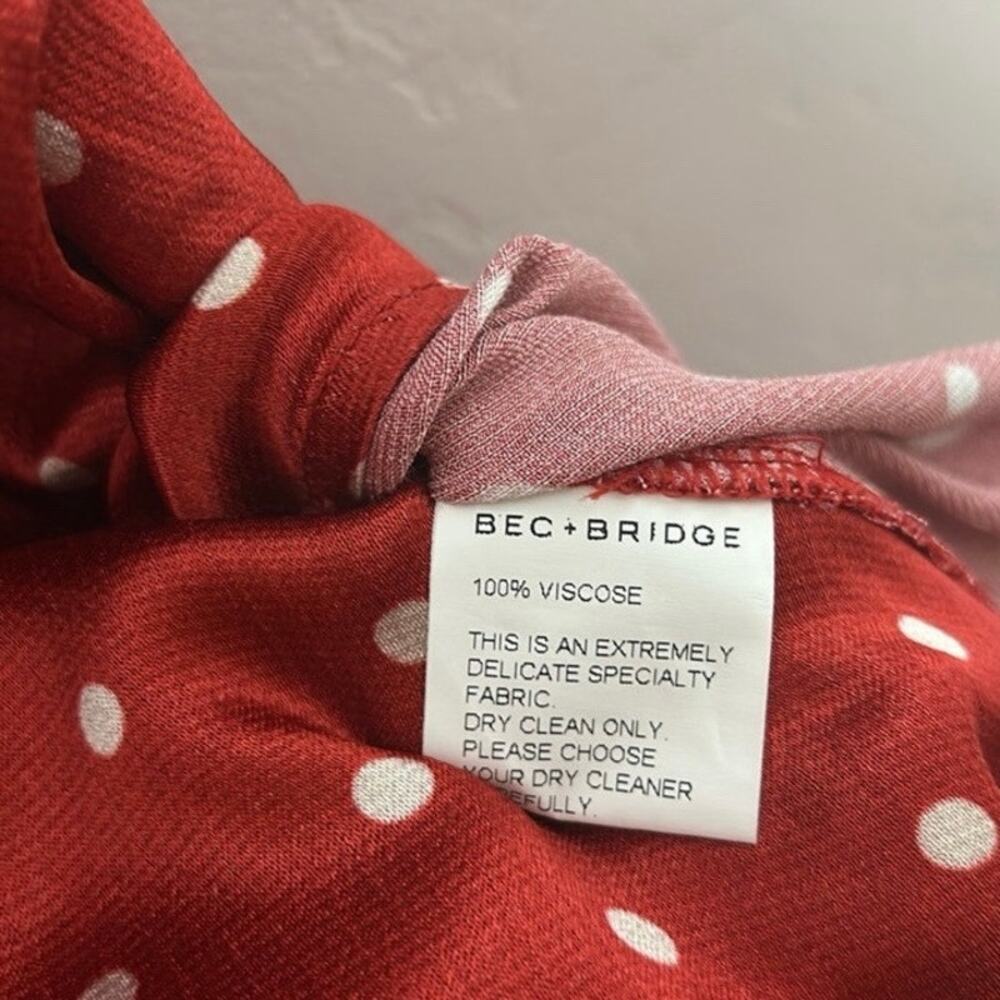 Bec and Bridge Bonjour Dress Red Polka Dot Leg Slit Strappy Crossover Size 6 NWT - Picture 8 of 10